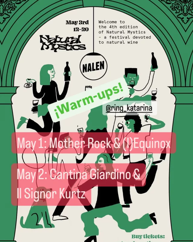Warm-up at Ring Katarina ahead of @naturalmysticssweden 🍷 The 4th edition of the festival devoted to natural wine takes place at @nalenstockholm on May 3rd. Get tickets early and get them here: https://www.naturalmystics.se We’ll start warming up on Thursday May 1 when @motherrockwines and @lequinox_wines visits us all the way from South Africa ⭐️ Great winemakers and great wines that have been on our list many times! Accompanied by the one and only Ludvig @wine_rebels On Friday 1st, two of our favourite Italian winemakers - @cantinagiardino & @ilsignorkurtz will be here pouring their wines together with our friends @torchiavinolio 💚 All wines will be available for tasting and drinking by the glass. Be sure to be here and meet the winemakers ahead of the festival 🫶🏻 / Ring Katarina @naturalmysticssweden @torchiavinolio @wine_rebels @motherrockwines @lequinox_wines @cantinagiardino @ilsignorkurtz 🍷🍷🍷🍷🍷🍷🍷🍷🍷🍷🍷🍷